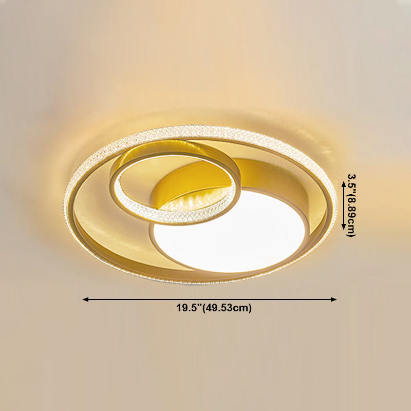 Luminaires encastrés en métal, plafonniers ronds nordiques avec abat-jour en acrylique pour chambre à coucher