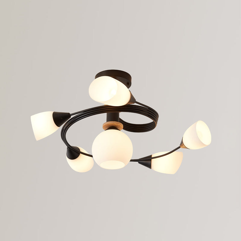 Metal Flush Mounted Ceiling Lights Frosted Glass Shade Ceiling Lighting for Living Room