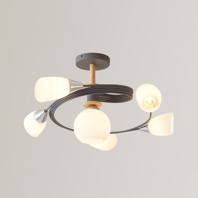 Metal Flush Mounted Ceiling Lights Frosted Glass Shade Ceiling Lighting for Living Room