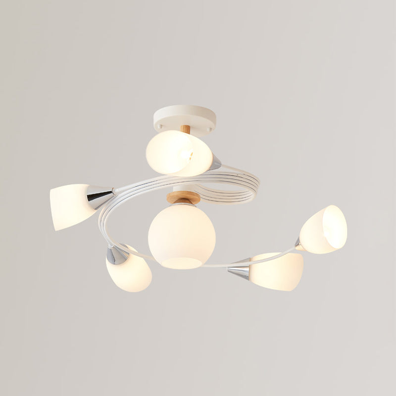 Metal Flush Mounted Ceiling Lights Frosted Glass Shade Ceiling Lighting for Living Room