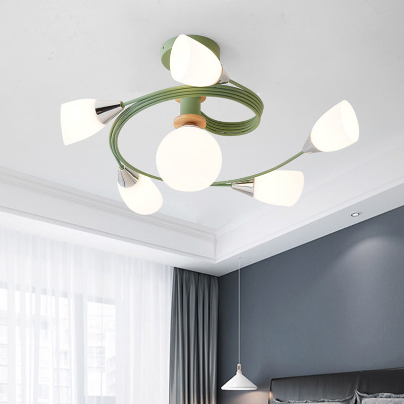 Metal Flush Mounted Ceiling Lights Frosted Glass Shade Ceiling Lighting for Living Room