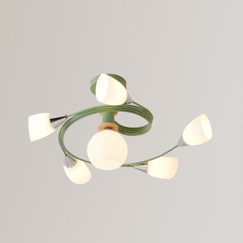 Metal Flush Mounted Ceiling Lights Frosted Glass Shade Ceiling Lighting for Living Room