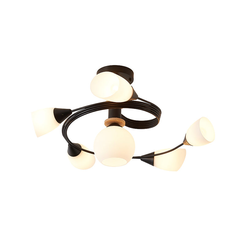 Metal Flush Mounted Ceiling Lights Frosted Glass Shade Ceiling Lighting for Living Room