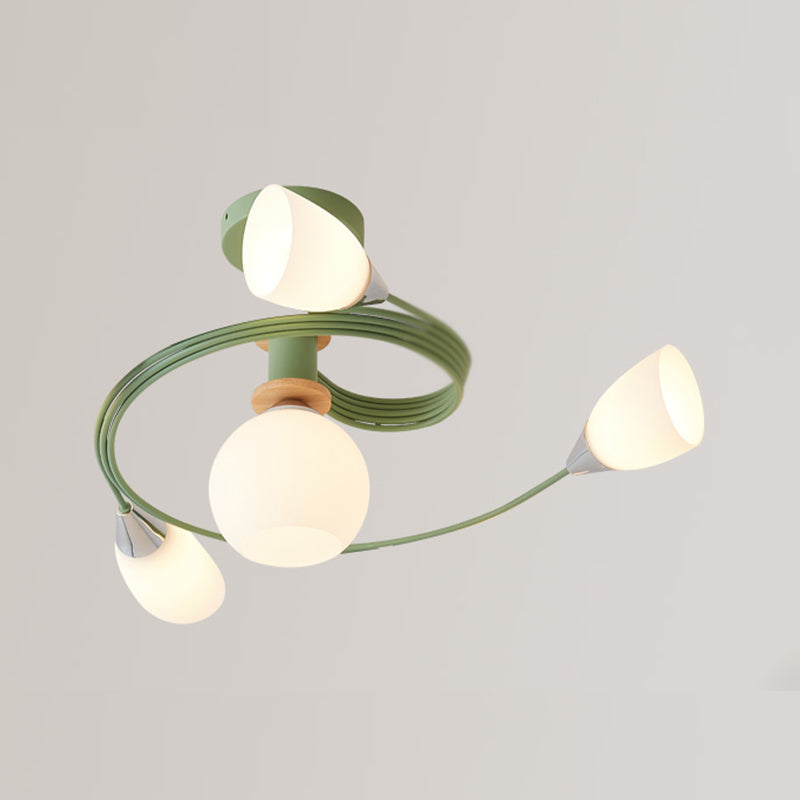 Metal Flush Mounted Ceiling Lights Frosted Glass Shade Ceiling Lighting for Living Room