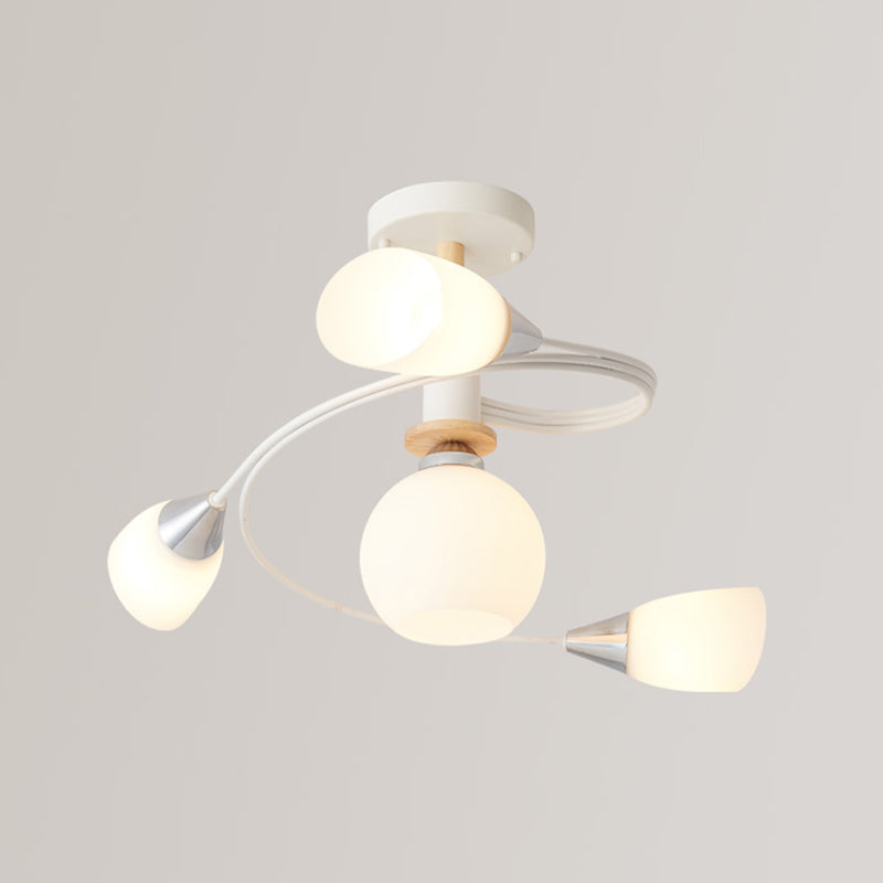 Metal Flush Mounted Ceiling Lights Frosted Glass Shade Ceiling Lighting for Living Room