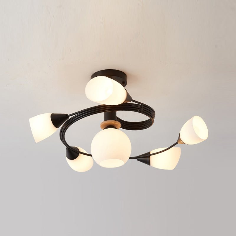 Metal Flush Mounted Ceiling Lights Frosted Glass Shade Ceiling Lighting for Living Room