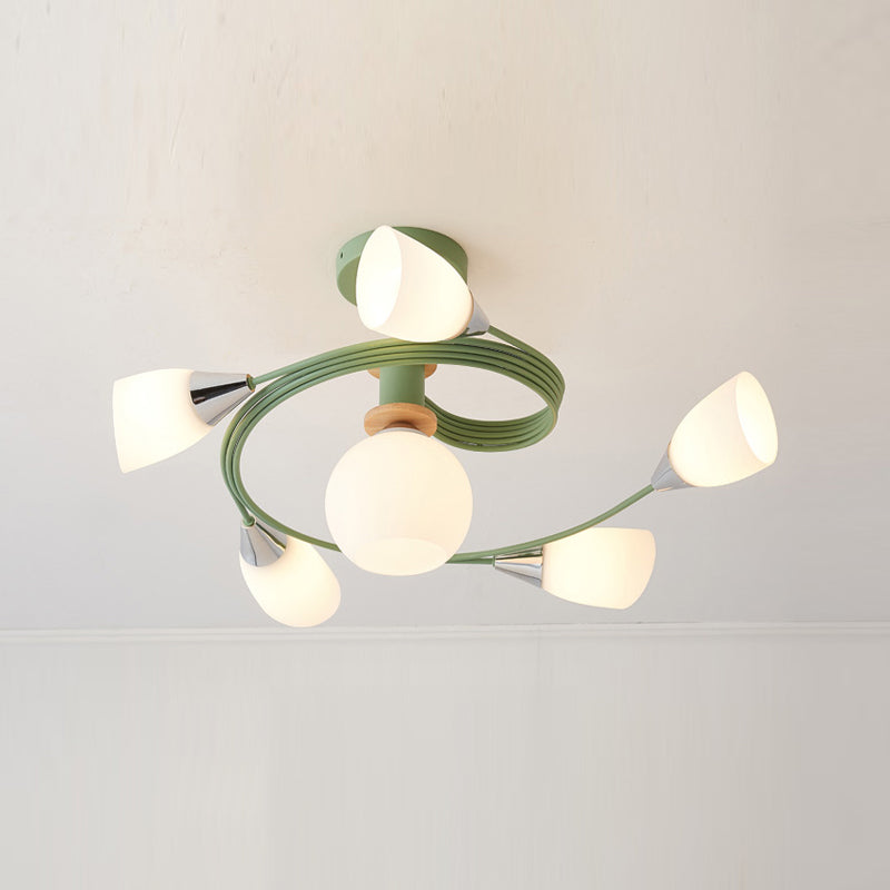 Metal Flush Mounted Ceiling Lights Frosted Glass Shade Ceiling Lighting for Living Room