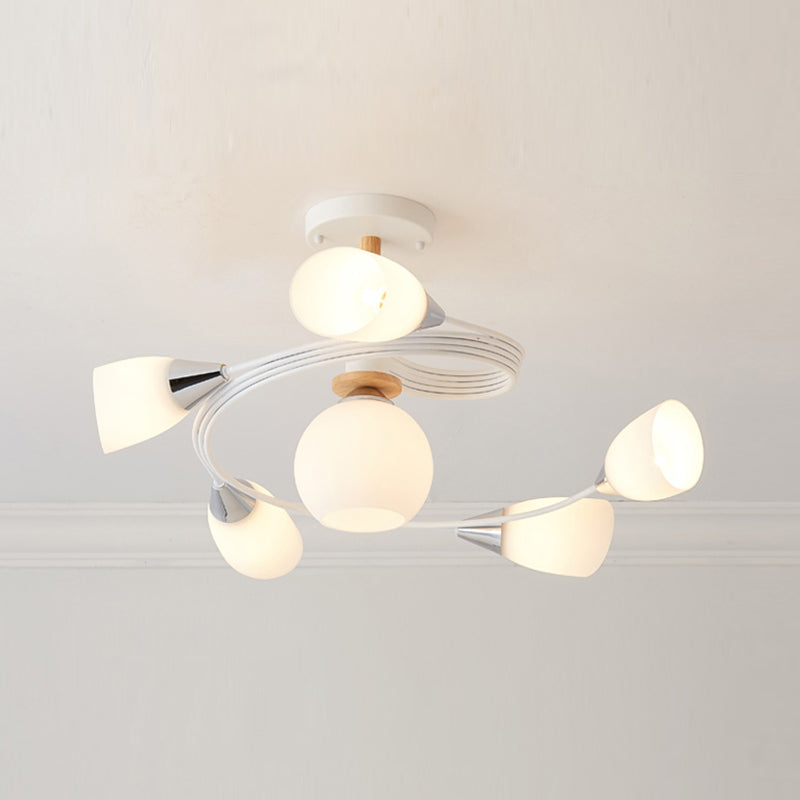 Metal Flush Mounted Ceiling Lights Frosted Glass Shade Ceiling Lighting for Living Room