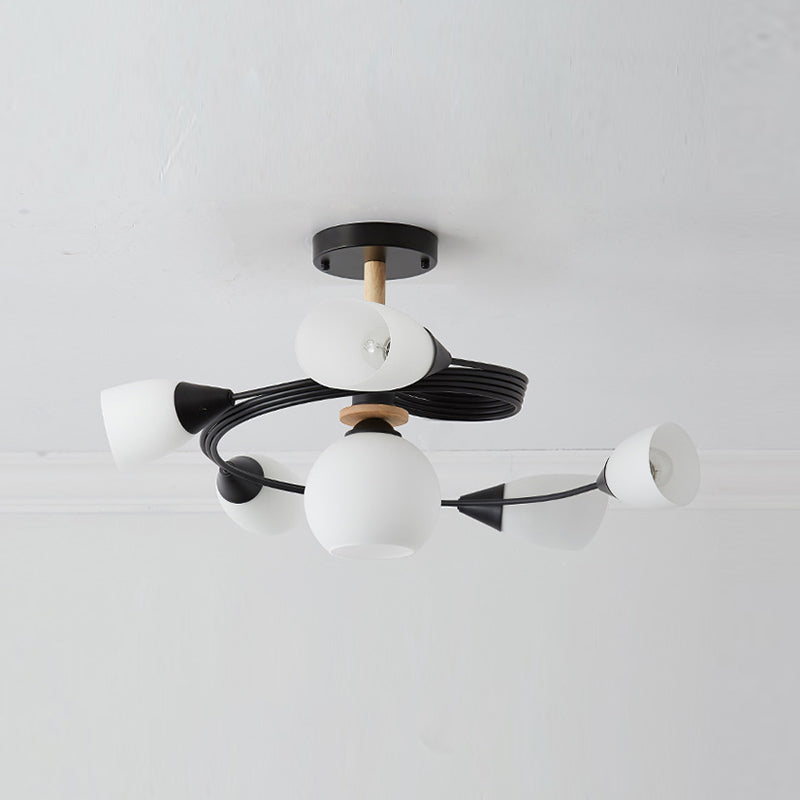 Metal Flush Mounted Ceiling Lights Frosted Glass Shade Ceiling Lighting for Living Room