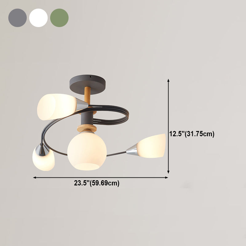 Metal Flush Mounted Ceiling Lights Frosted Glass Shade Ceiling Lighting for Living Room