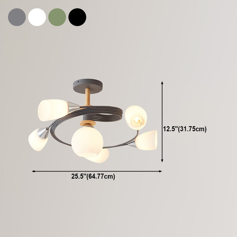 Metal Flush Mounted Ceiling Lights Frosted Glass Shade Ceiling Lighting for Living Room