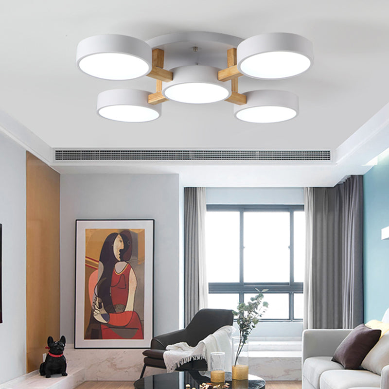 Plafonniers encastrés à LED multi-têtes, luminaire de plafond contemporain