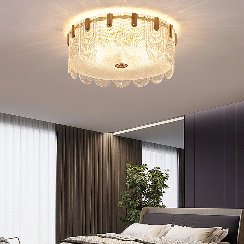 Lampade da incasso in metallo Lampade da soffitto tradizionali a semi-incasso con paralume in vetro