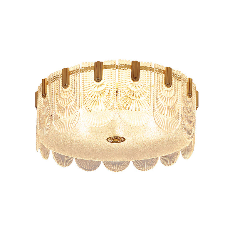 Lampade da incasso in metallo Lampade da soffitto tradizionali a semi-incasso con paralume in vetro