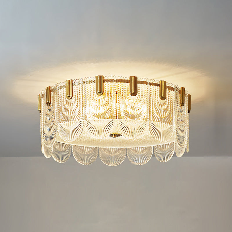 Lampade da incasso in metallo Lampade da soffitto tradizionali a semi-incasso con paralume in vetro