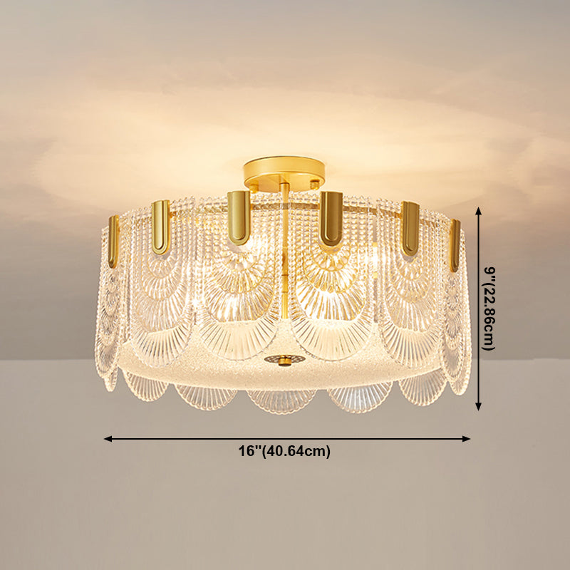 Lampade da incasso in metallo Lampade da soffitto tradizionali a semi-incasso con paralume in vetro