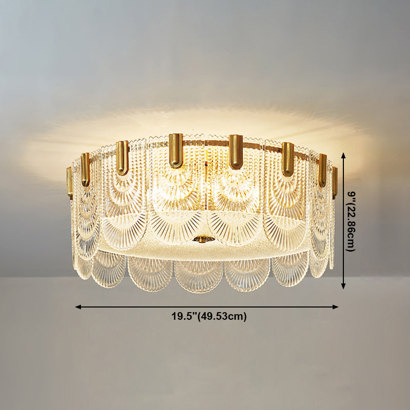 Lampade da incasso in metallo Lampade da soffitto tradizionali a semi-incasso con paralume in vetro