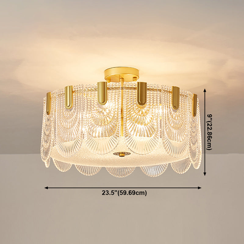 Lampade da incasso in metallo Lampade da soffitto tradizionali a semi-incasso con paralume in vetro