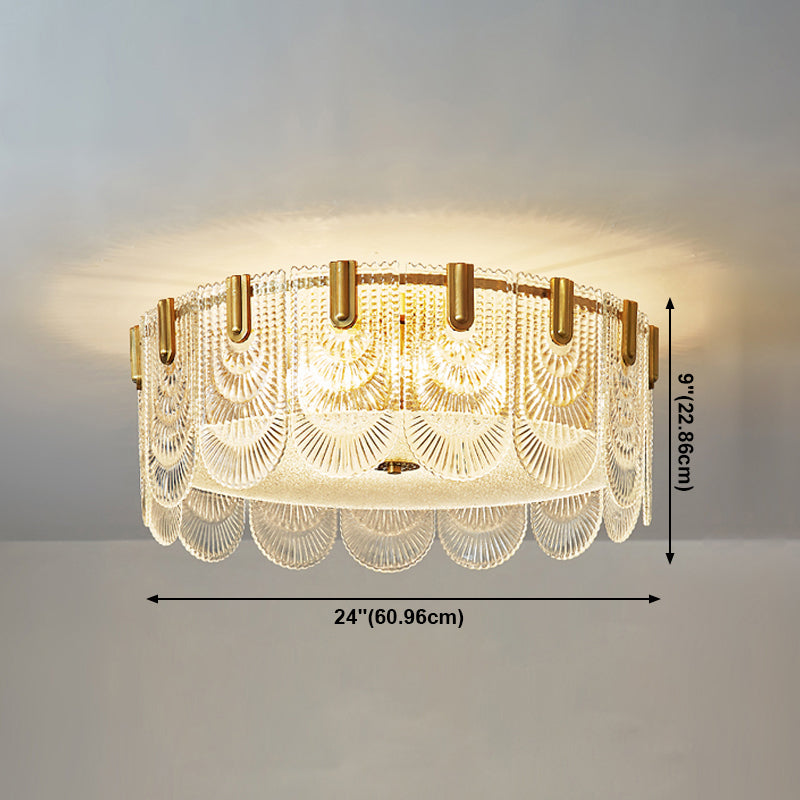 Lampade da incasso in metallo Lampade da soffitto tradizionali a semi-incasso con paralume in vetro