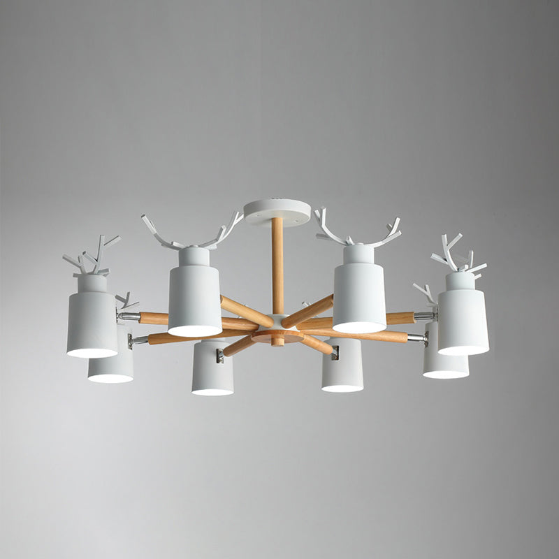 Fissature di illuminazione a sospensione in metallo Nordic Macron Antler Metal With Wood Room