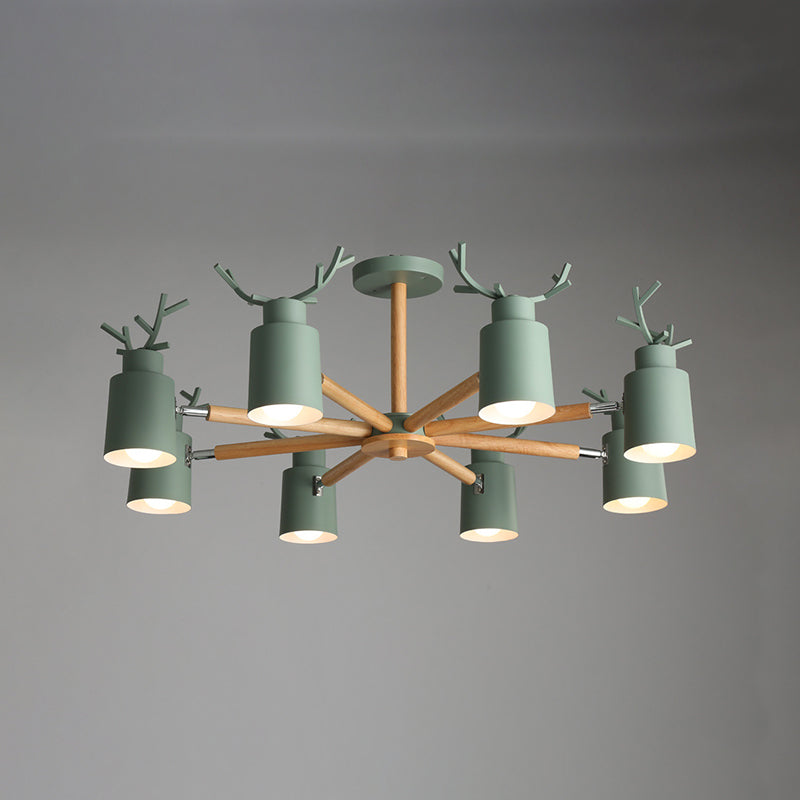 Fissature di illuminazione a sospensione in metallo Nordic Macron Antler Metal With Wood Room