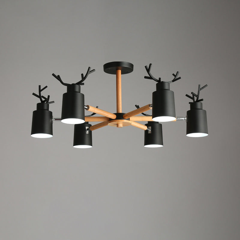 Fissature di illuminazione a sospensione in metallo Nordic Macron Antler Metal With Wood Room