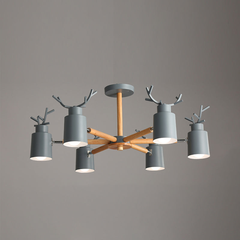 Fissature di illuminazione a sospensione in metallo Nordic Macron Antler Metal With Wood Room