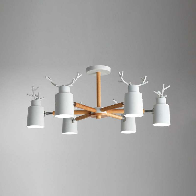Fissature di illuminazione a sospensione in metallo Nordic Macron Antler Metal With Wood Room