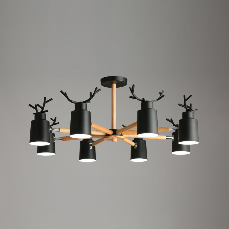 Fissature di illuminazione a sospensione in metallo Nordic Macron Antler Metal With Wood Room
