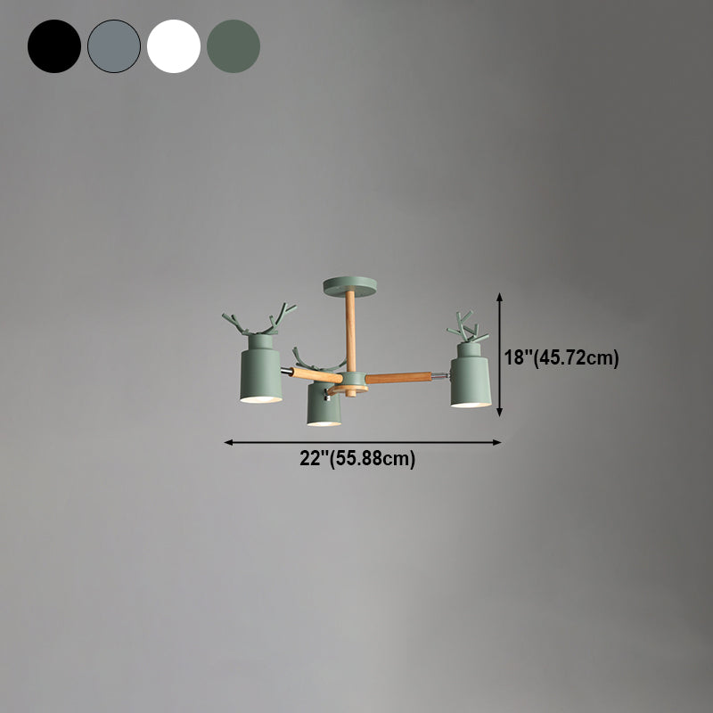 Fissature di illuminazione a sospensione in metallo Nordic Macron Antler Metal With Wood Room