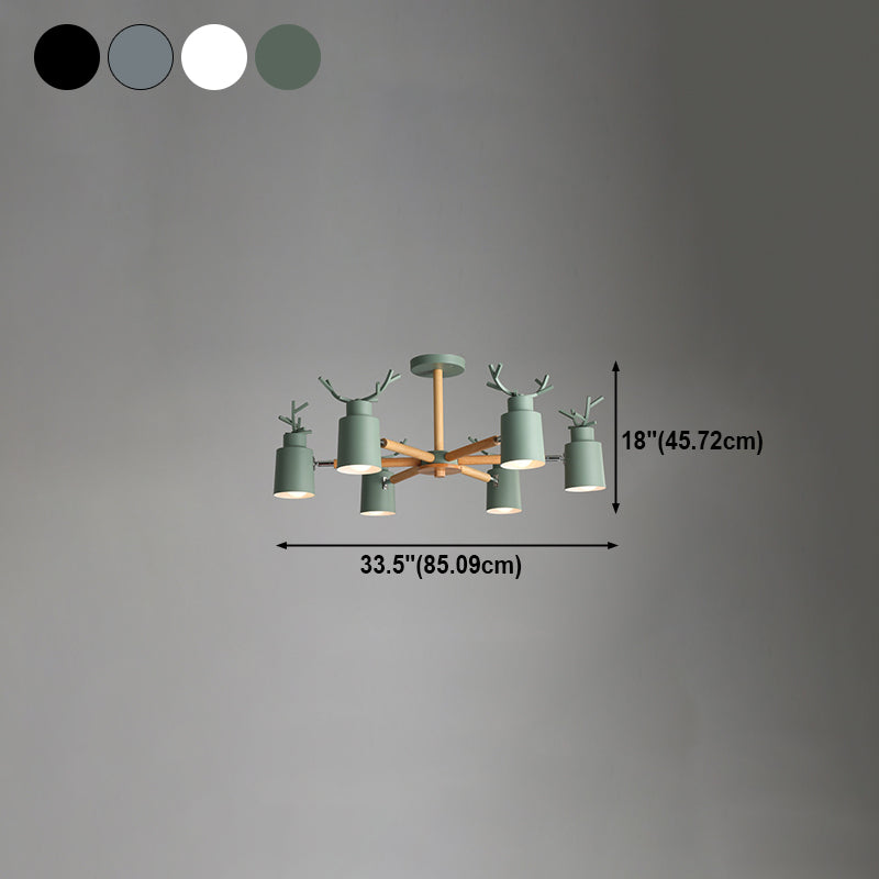 Fissature di illuminazione a sospensione in metallo Nordic Macron Antler Metal With Wood Room