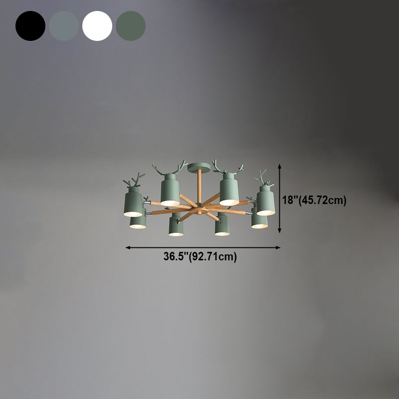 Fissature di illuminazione a sospensione in metallo Nordic Macron Antler Metal With Wood Room