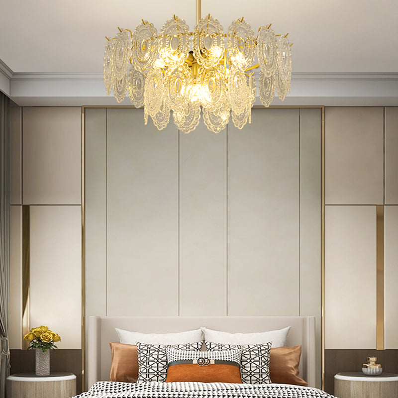 Modern Style Chandelier Light Fixture Metal Glass Multi Lights Chandelier Pendant