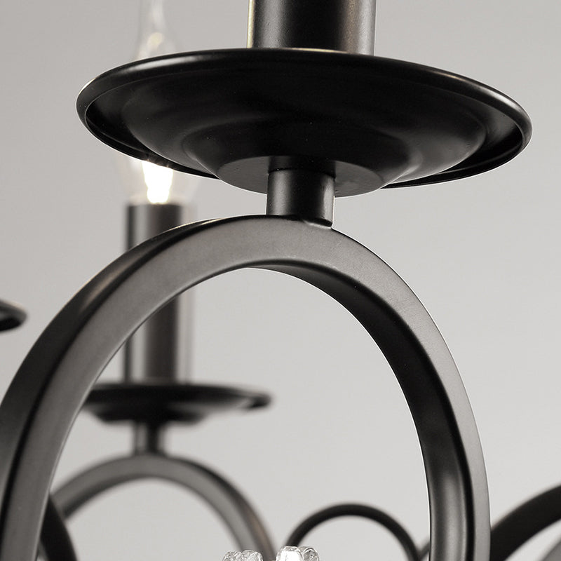 Retro Candlestick Chandelier Iron Hanging Lamp with Crystal for Living Room