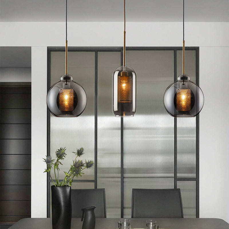 Glass Shade Hanging Light Industrial Style Pendant Lighting Ayémorrat pour le salon