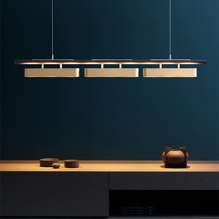 Rectangle Island Light Fixture Modern Restaurant LED Hanging Lamp with Metal Shade