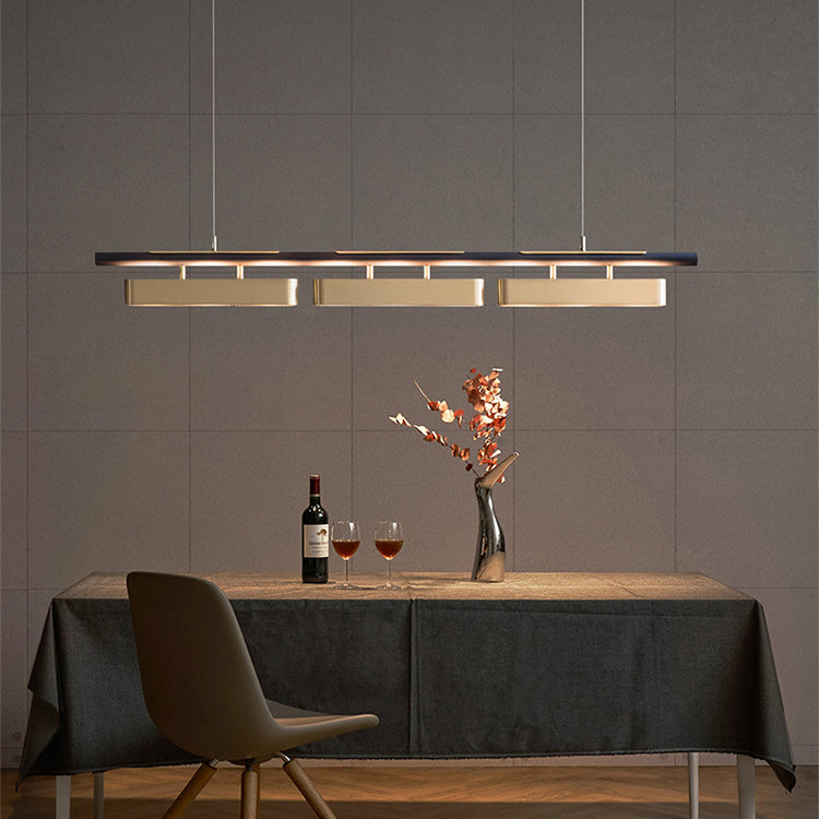 Rectangle Island Light Fixture Modern Restaurant LED Hanging Lamp with Metal Shade