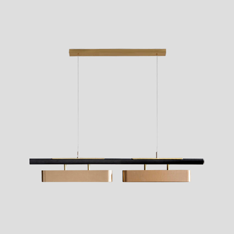 Rectangle Island Light Fixture Modern Restaurant LED Hanging Lamp with Metal Shade