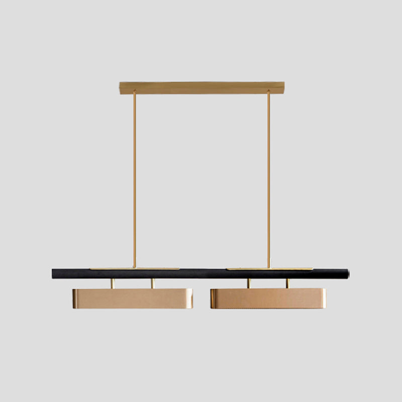 Rectangle Island Light Fixture Modern Restaurant LED Hanging Lamp with Metal Shade