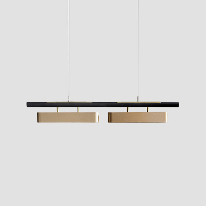 Rectangle Island Light Fixture Modern Restaurant LED Hanging Lamp with Metal Shade