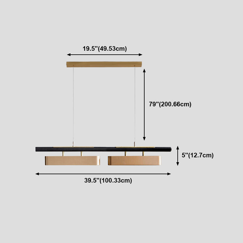 Rectangle Island Light Fixture Modern Restaurant LED Hanging Lamp with Metal Shade