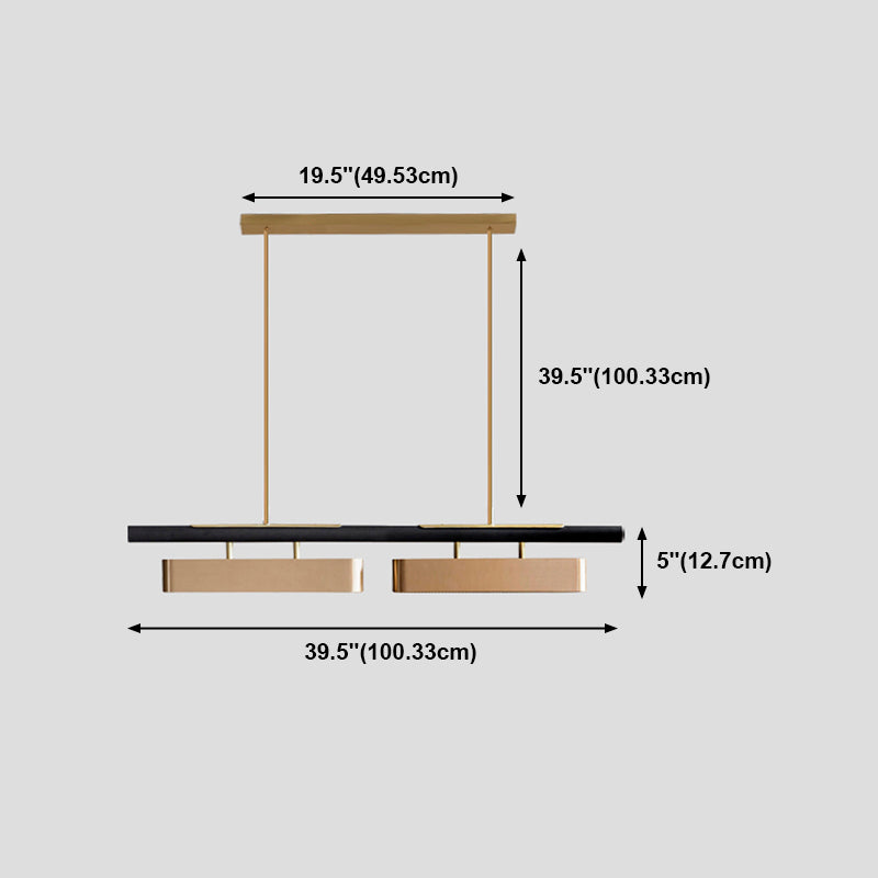 Rectangle Island Light Fixture Modern Restaurant LED Hanging Lamp with Metal Shade