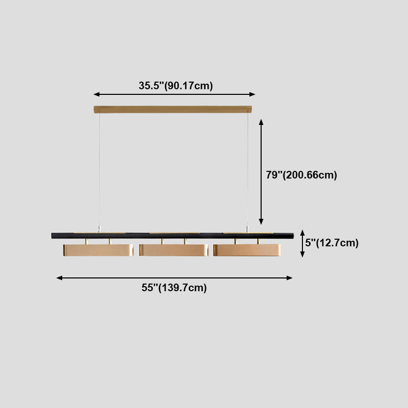 Rechteck Island Leuchte moderne Restaurant LED Hängende Lampe mit Metallschatten
