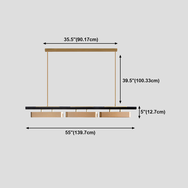 Rectangle Island Light Fixture Modern Restaurant LED Hanging Lamp with Metal Shade