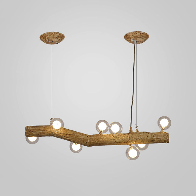 Modern Resin Island Chandelier Stump 1-Light Restaurant Suspension Lamp with Glass Shade