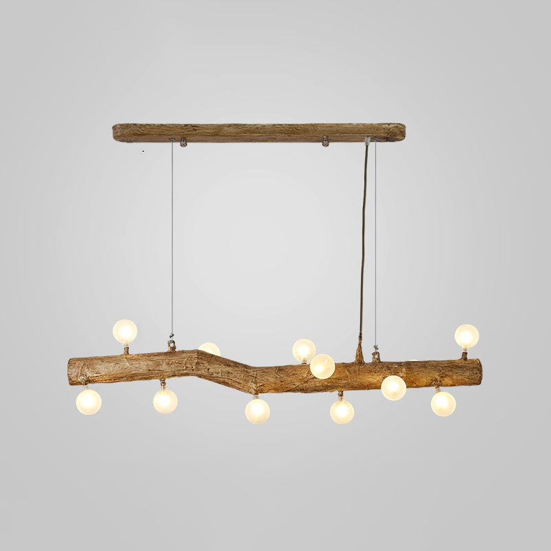 Modern Resin Island Chandelier Stump 1-Light Restaurant Suspension Lamp with Glass Shade