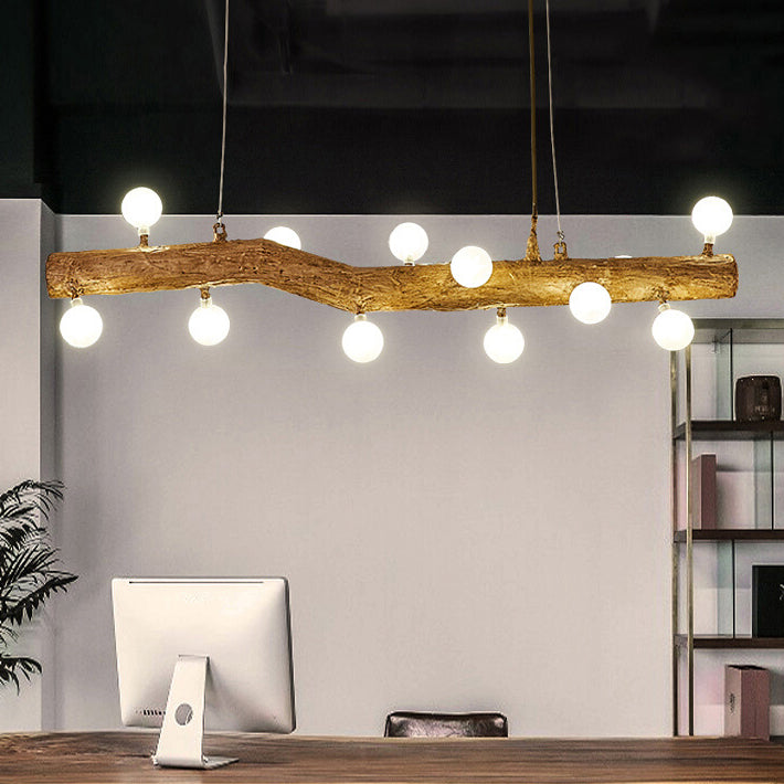 Modern Resin Island Chandelier Stump 1-Light Restaurant Suspension Lamp with Glass Shade