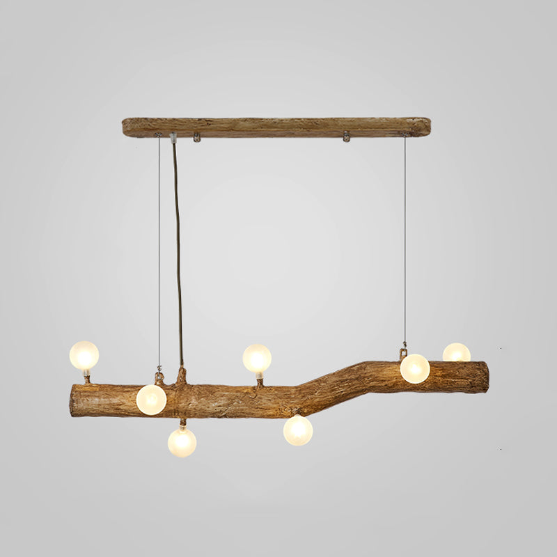 Modern Resin Island Chandelier Stump 1-Light Restaurant Suspension Lamp with Glass Shade