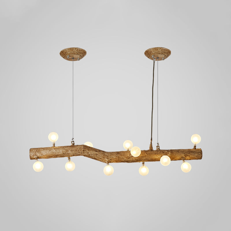 Modern Resin Island Chandelier Stump 1-Light Restaurant Suspension Lamp with Glass Shade