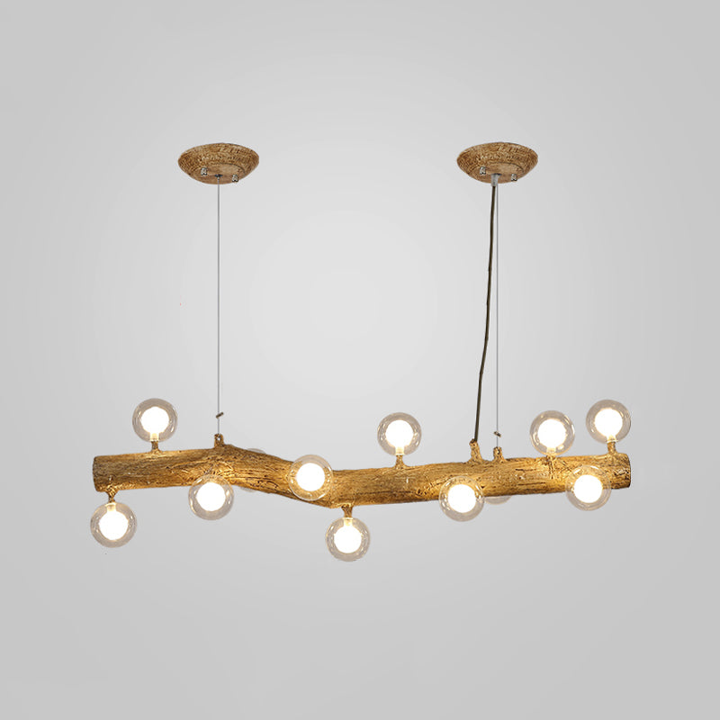 Modern Resin Island Chandelier Stump 1-Light Restaurant Suspension Lamp with Glass Shade